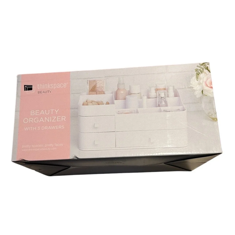 Thinkspace Beauty White Beauty Organizer w/ 3 Draws
